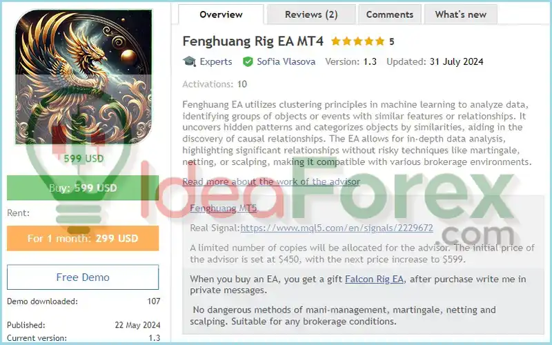 Fenghuang Rig EA MT4 Features