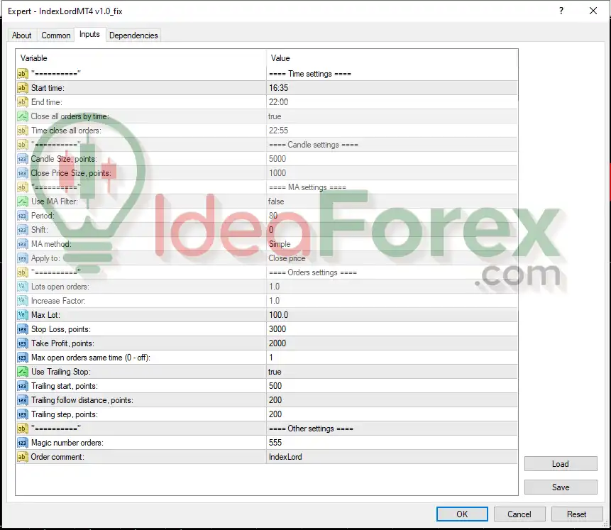 Index Lord MT4 Full Setting