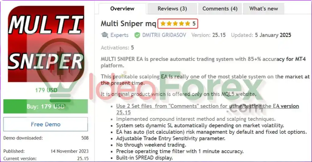 Multi Sniper mq EA Overview
