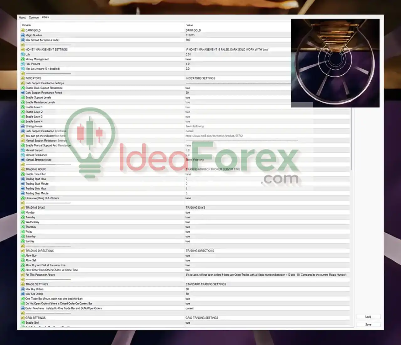 Dark Gold EA Settings