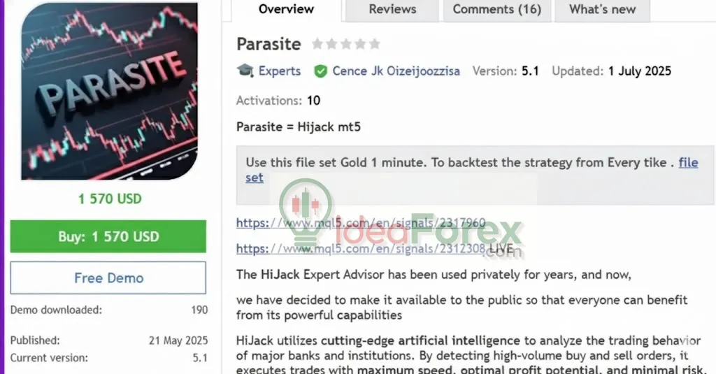 Parasite EA MT5 Overview