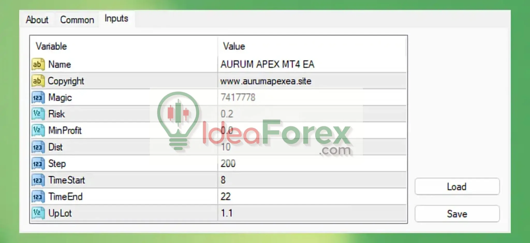 Aurum Apex Mt4 EA Setting